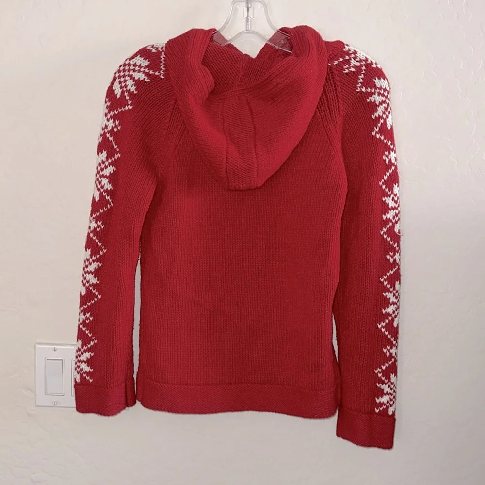GAP KID CHRISTMAS SWEATER Hoodie KANGAROO POCKET SIZE XL (12) Red White silver